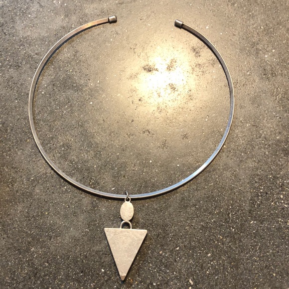 Boho Choker Silver and Black Triangle Stone accent - Picture 4 of 4